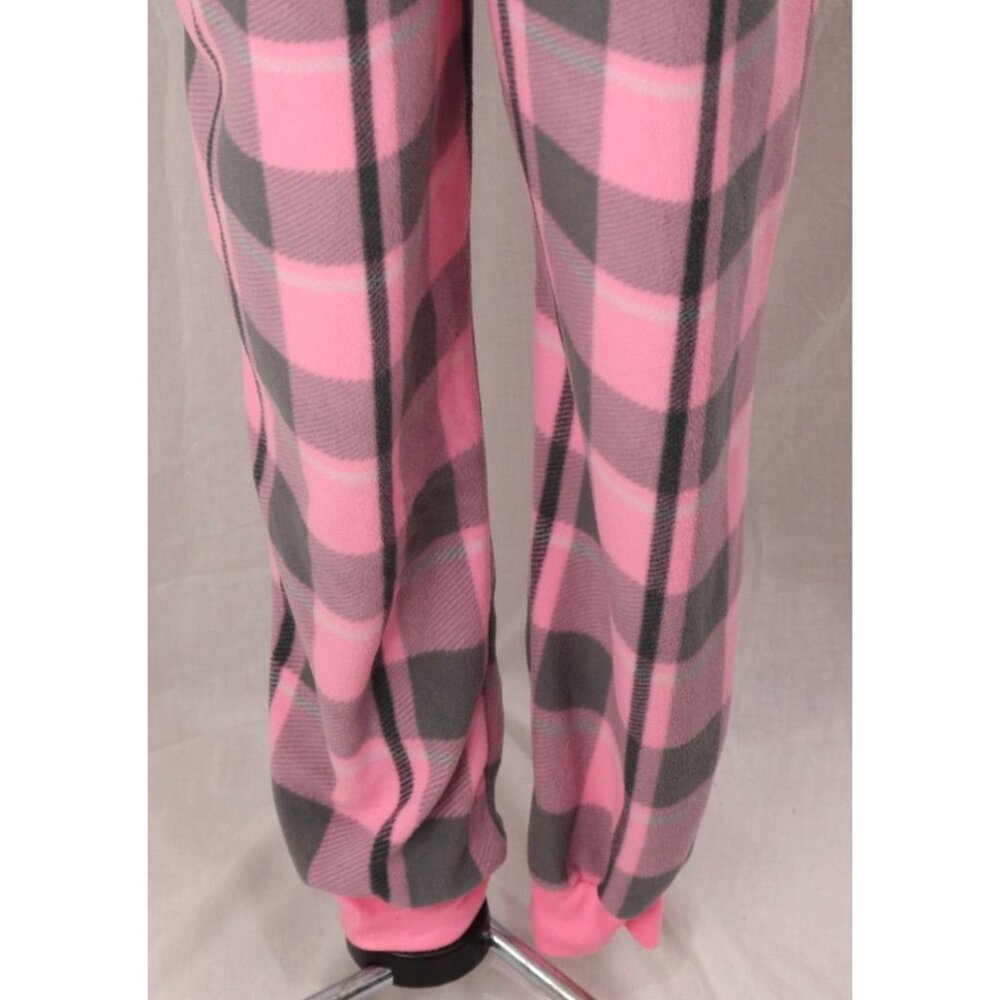 Secret Treasures Pink Gray Plaid Fleece Pajamas Size Medium 8 10 VTG Footless 1 - Picture 4 of 11